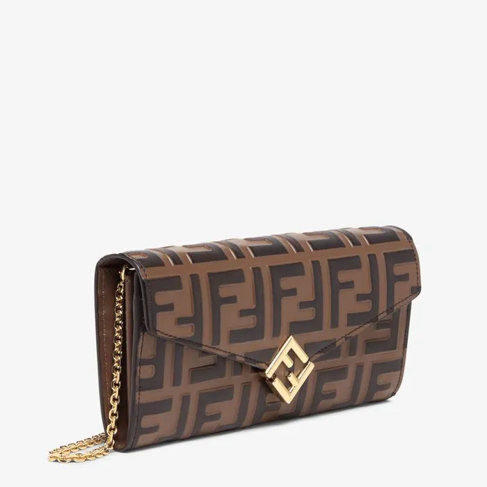 Woman Brown And Black Ff Leather Wallet Pink Fendi Wallets On Chain