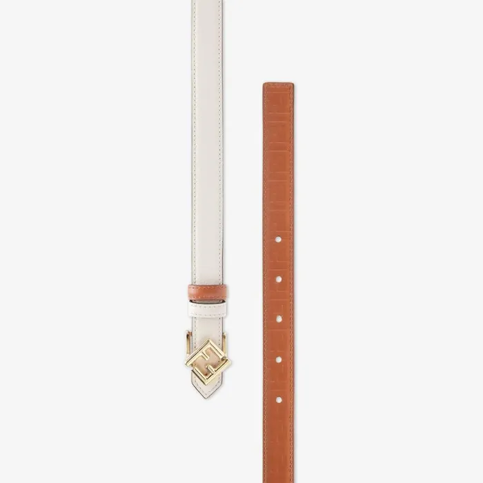 Woman Brown And Camellia Leather Reversible Belt Multicolour Fendi Belts