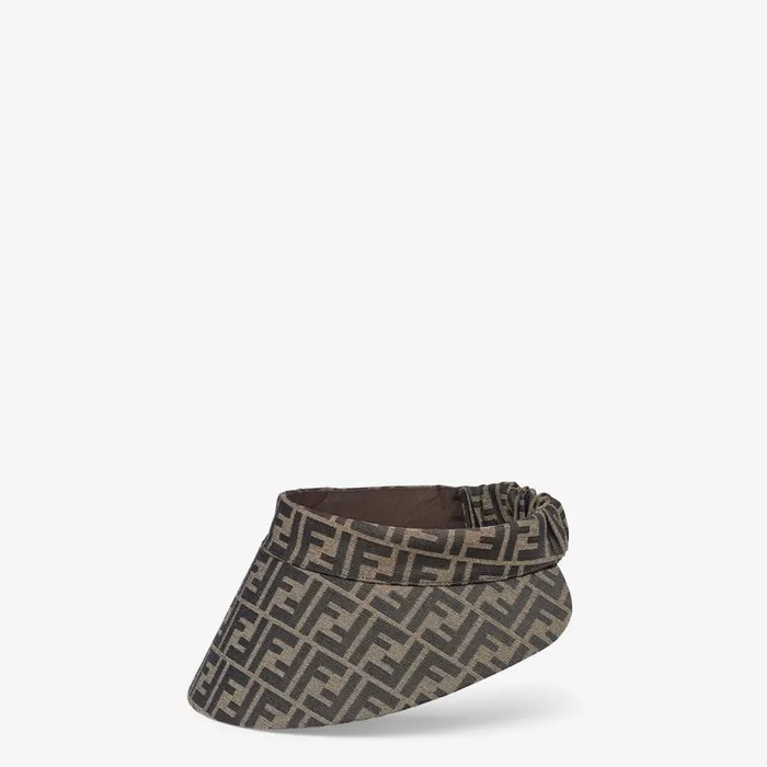 Woman Brown Canvas Visor Brown Fendi Hats and Gloves