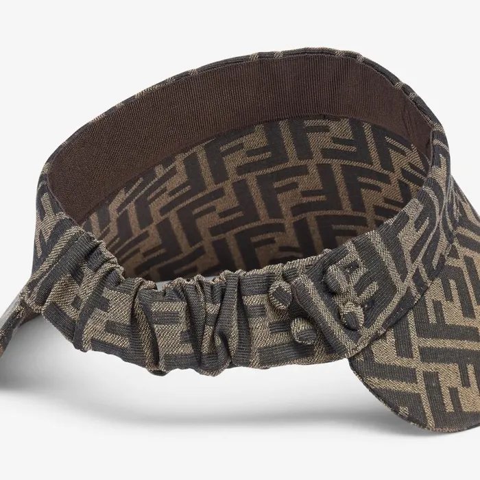 Woman Brown Canvas Visor Brown Fendi Hats and Gloves