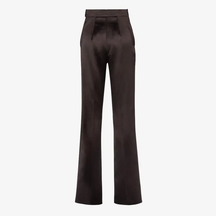 Woman Brown Duchess Satin Trousers Brown Fendi Pants and Shorts