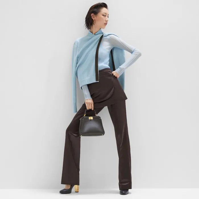 Woman Brown Duchess Satin Trousers Brown Fendi Pants and Shorts
