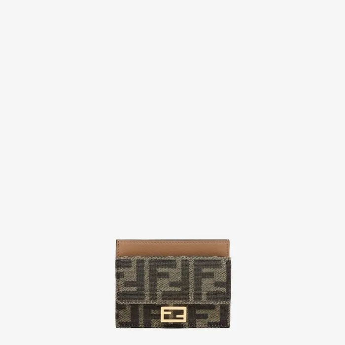 Woman Brown Fabric Card Holder Brown Fendi Card Holders and Small Accessories