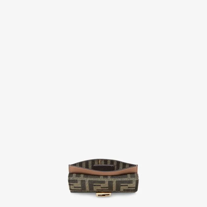 Woman Brown Fabric Card Holder Brown Fendi Card Holders and Small Accessories