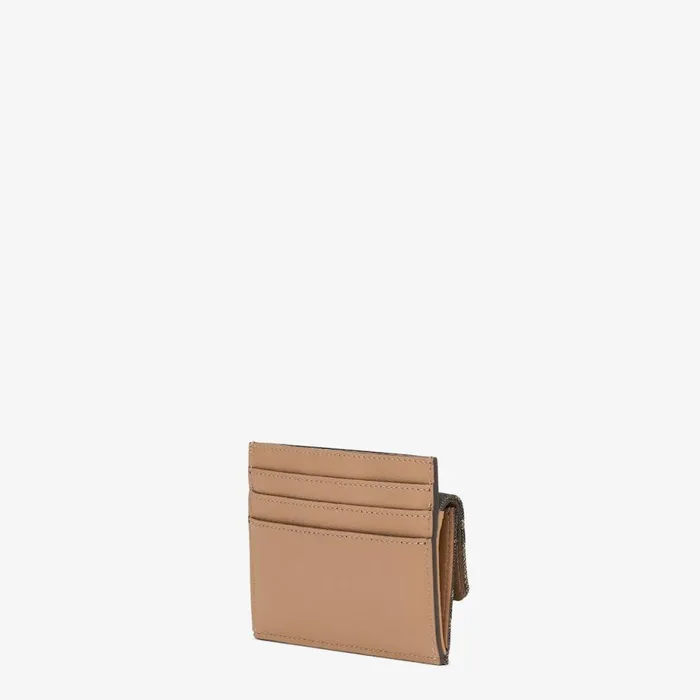 Woman Brown Fabric Card Holder Brown Fendi Card Holders and Small Accessories
