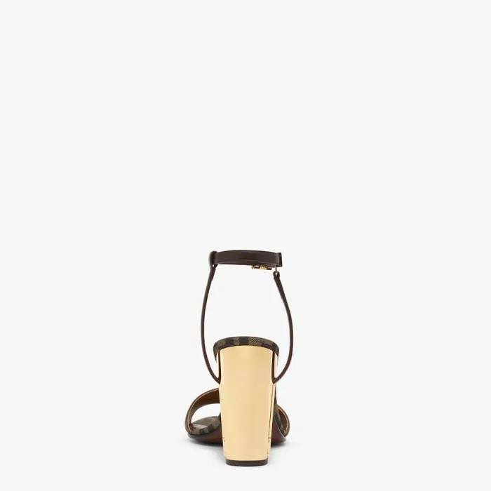 Woman Brown Fabric HighHeeled Sandals Brown Fendi Sandals