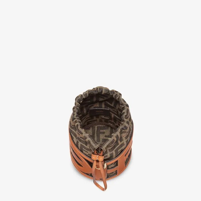 Woman Brown Leather And Ff Fabric MiniBag Brown Fendi Mini Bags