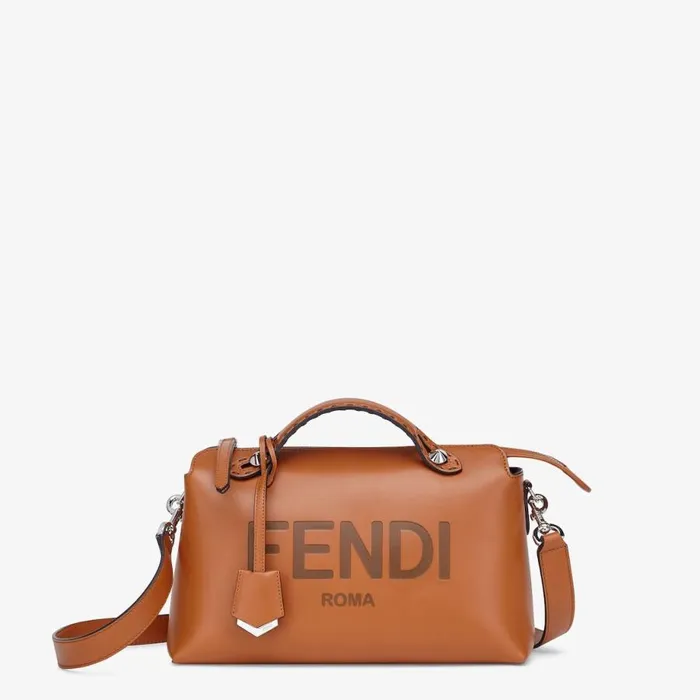 Woman Brown Leather Boston Bag Brown Fendi Boston Bags