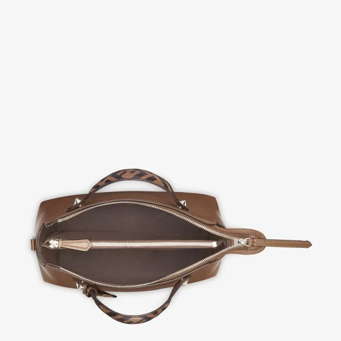 Woman Brown Leather Boston Bag Brown Fendi Boston Bags