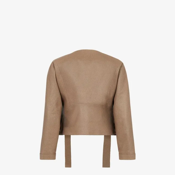 Woman Brown Leather Jacket Brown Fendi Jackets