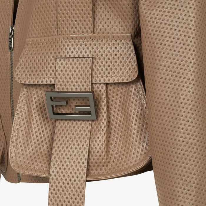 Woman Brown Leather Jacket Brown Fendi Jackets