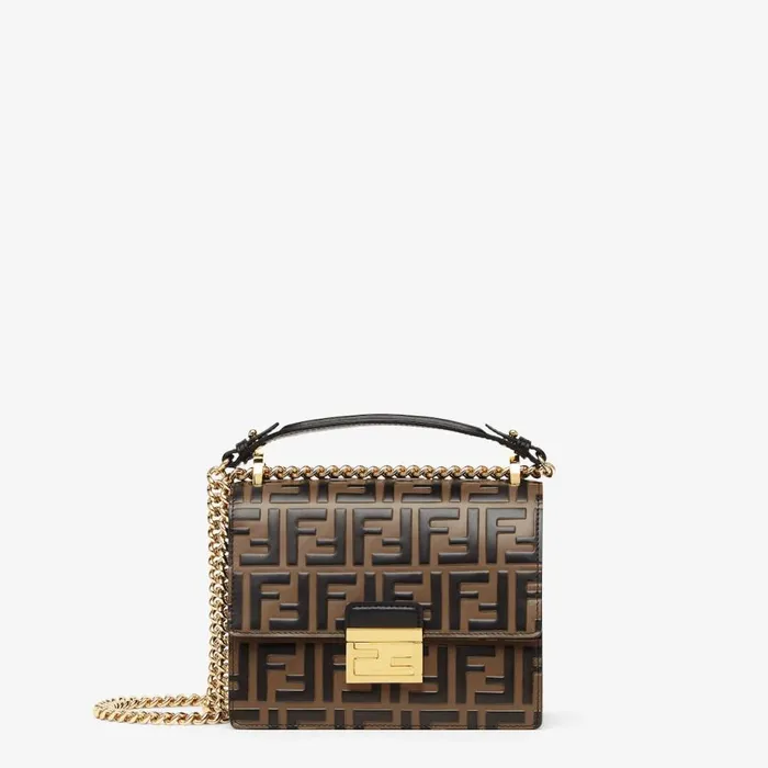 Woman Brown Leather MiniBag Brown Fendi Shoulder and Crossbody Bags