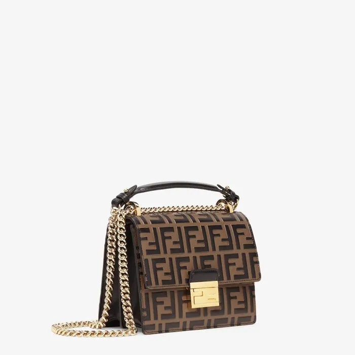 Woman Brown Leather MiniBag Brown Fendi Shoulder and Crossbody Bags