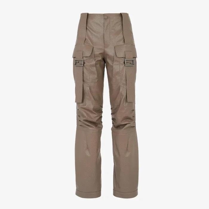 Woman Brown Leather Trousers Brown Fendi Pants and Shorts