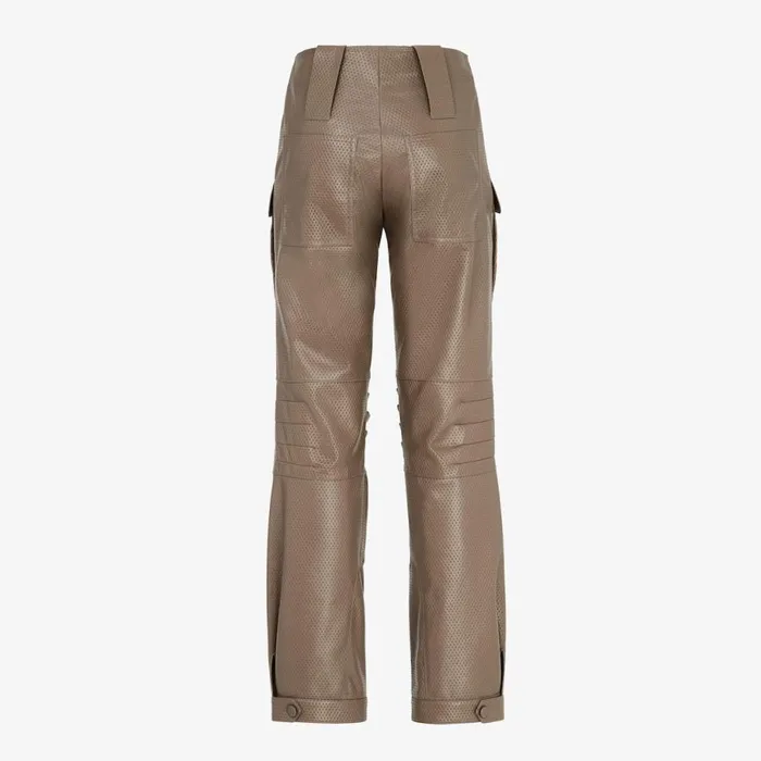 Woman Brown Leather Trousers Brown Fendi Pants and Shorts