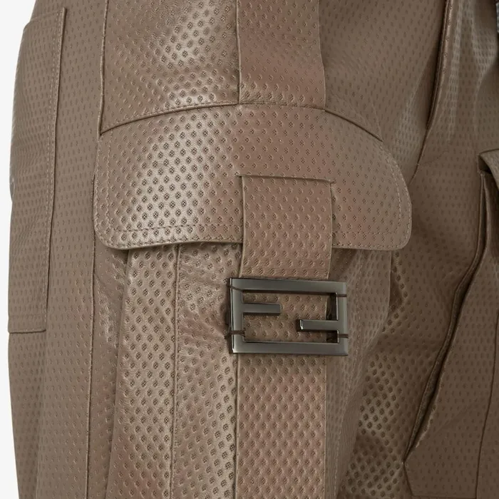 Woman Brown Leather Trousers Brown Fendi Pants and Shorts