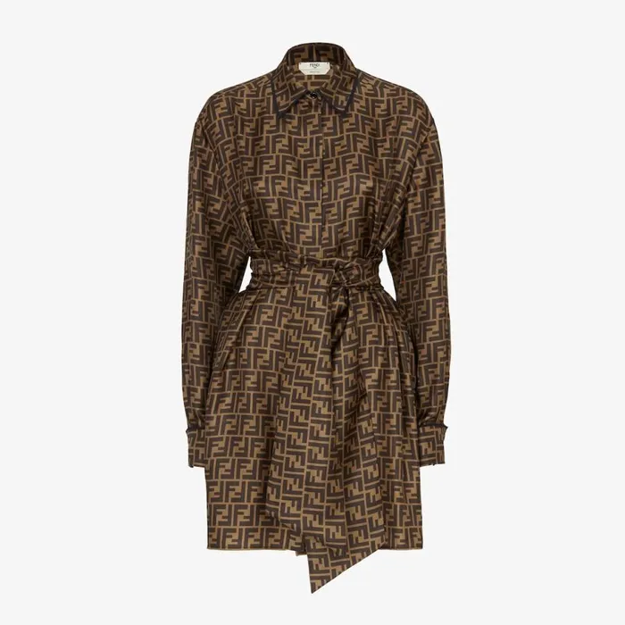 Woman Brown Twill Dress Brown Fendi Dresses and Jumpsuits