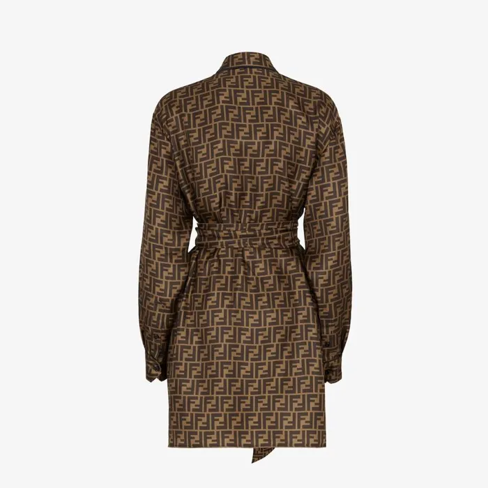 Woman Brown Twill Dress Brown Fendi Dresses and Jumpsuits