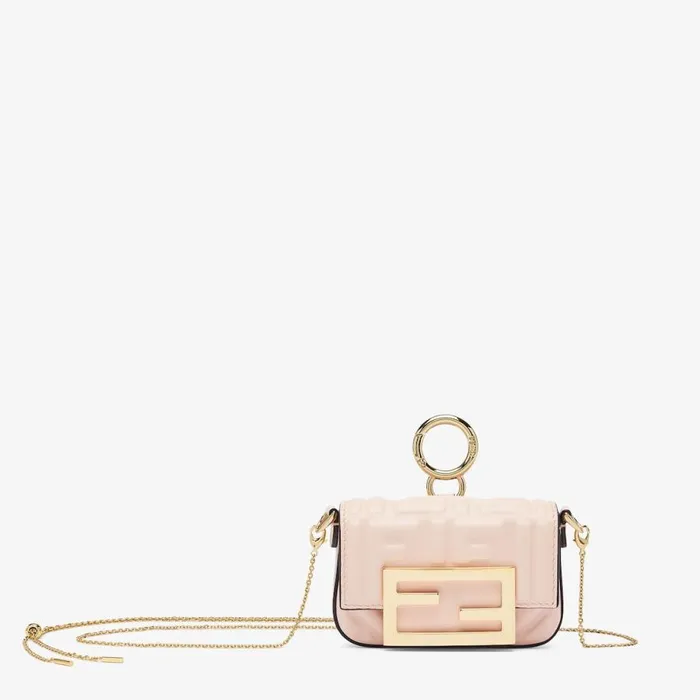 Woman Charm In Pink Nappa Leather Pink Fendi Miniature Bags