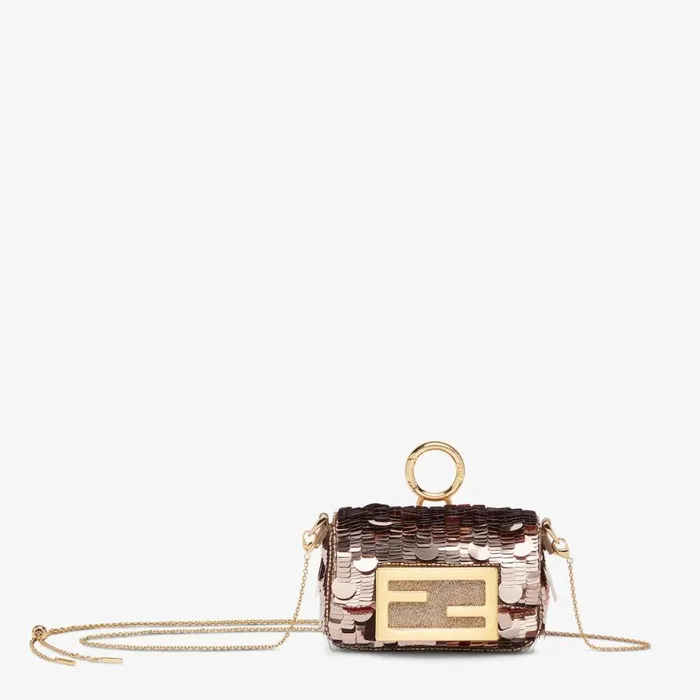 Woman Charm With Bronze Sequins Grey Fendi Miniature Bags