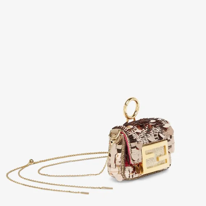 Woman Charm With Bronze Sequins Grey Fendi Miniature Bags