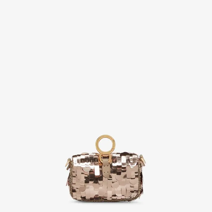 Woman Charm With Bronze Sequins Grey Fendi Miniature Bags
