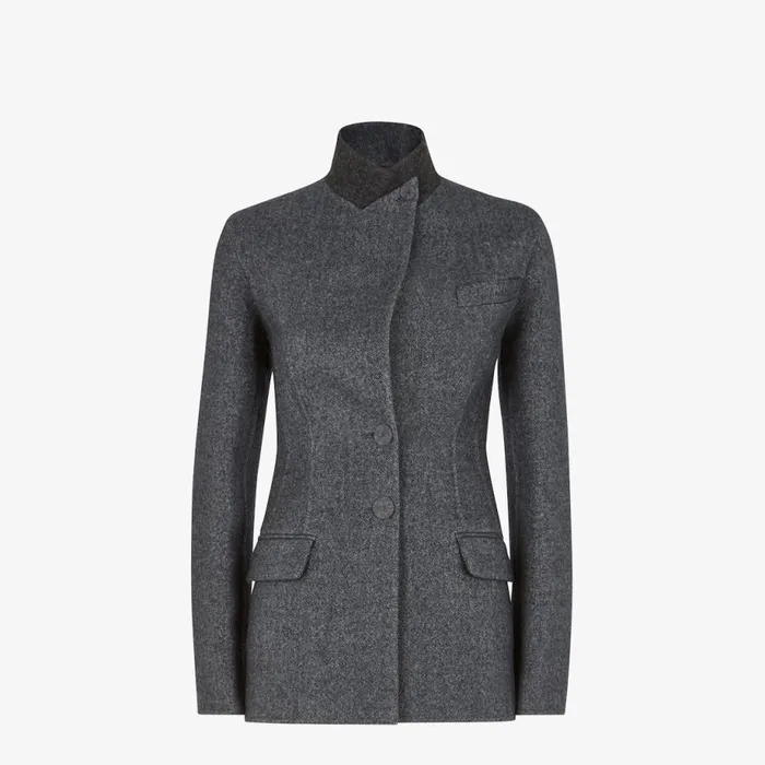Woman Dark Grey Wool Jacket Grey Fendi Jackets