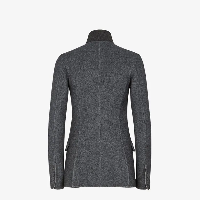Woman Dark Grey Wool Jacket Grey Fendi Jackets