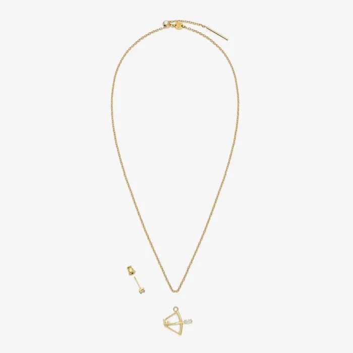 Woman GoldColour Sagittarius Set Gold Fendi Necklaces