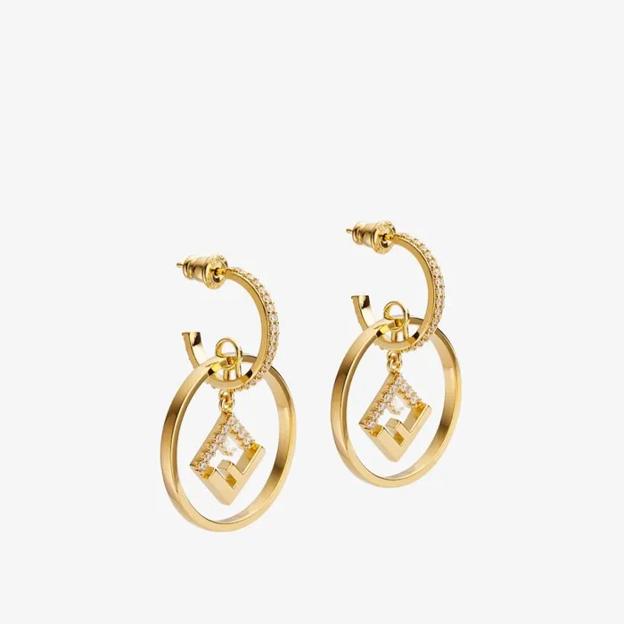 Woman GoldColoured Earrings Gold Fendi Earring and Brooches