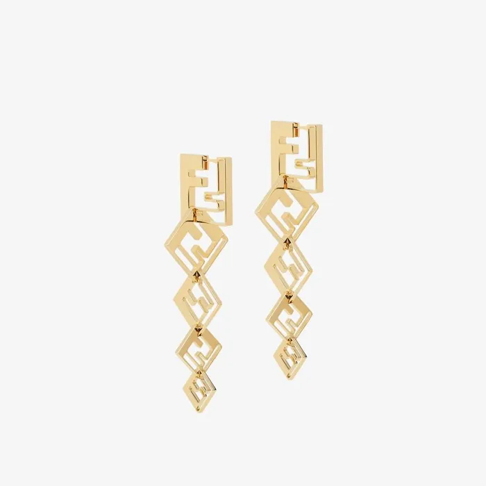 Woman GoldColoured Metal Earrings Gold Fendi Earring and Brooches