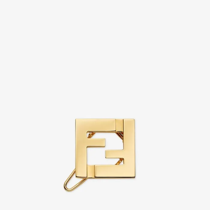 Woman Gold Metal Hair Clip Gold Fendi Hair Accessories