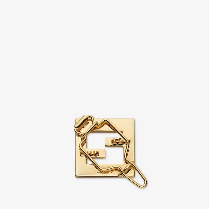 Woman Gold Metal Hair Clip Gold Fendi Hair Accessories