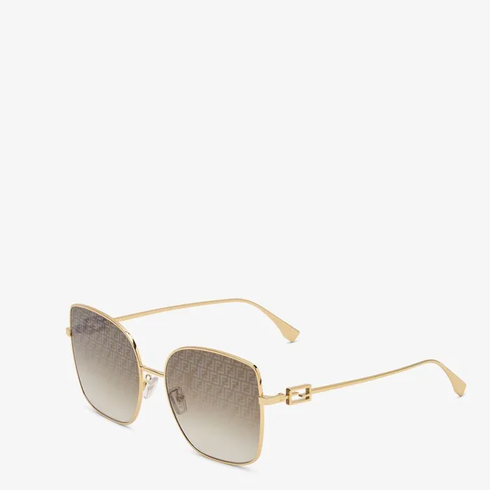Woman Gold Metal Sunglasses With Ff Micro Logo Lenses Gold Fendi Sunglasses