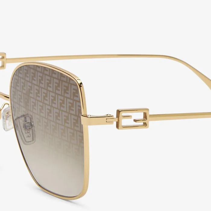 Woman Gold Metal Sunglasses With Ff Micro Logo Lenses Gold Fendi Sunglasses