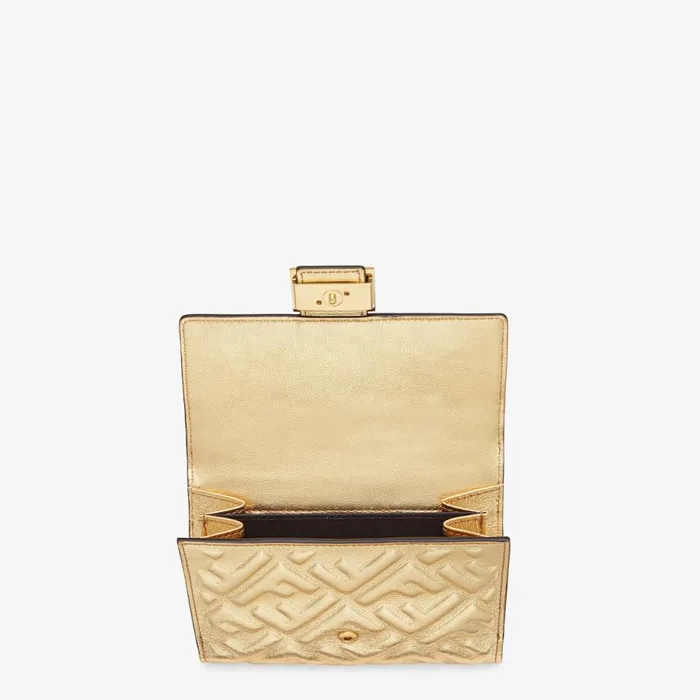 Woman Golden Leather Wallet Gold Fendi Wallets