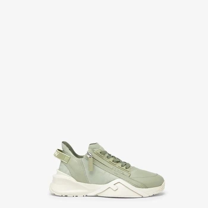 Woman Green Leather Low Tops Green Fendi Sneakers