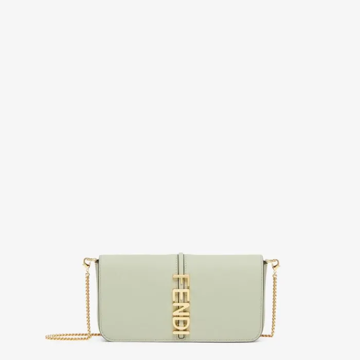 Woman Green Leather Wallet Green Fendi Wallets On Chain