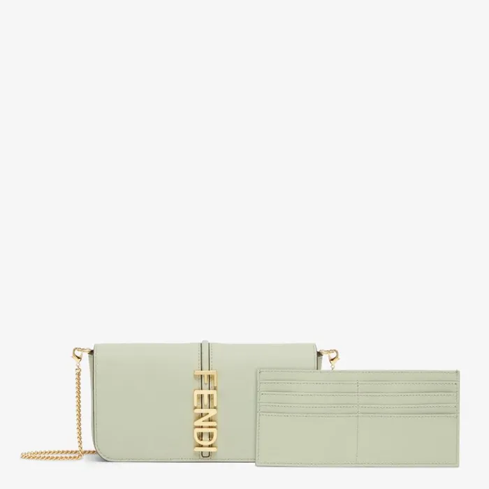 Woman Green Leather Wallet Green Fendi Wallets On Chain