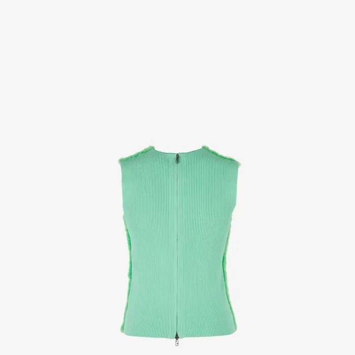 Woman Green Mink Top Green Fendi Tops and Shirts