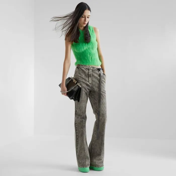 Woman Green Mink Top Green Fendi Tops and Shirts