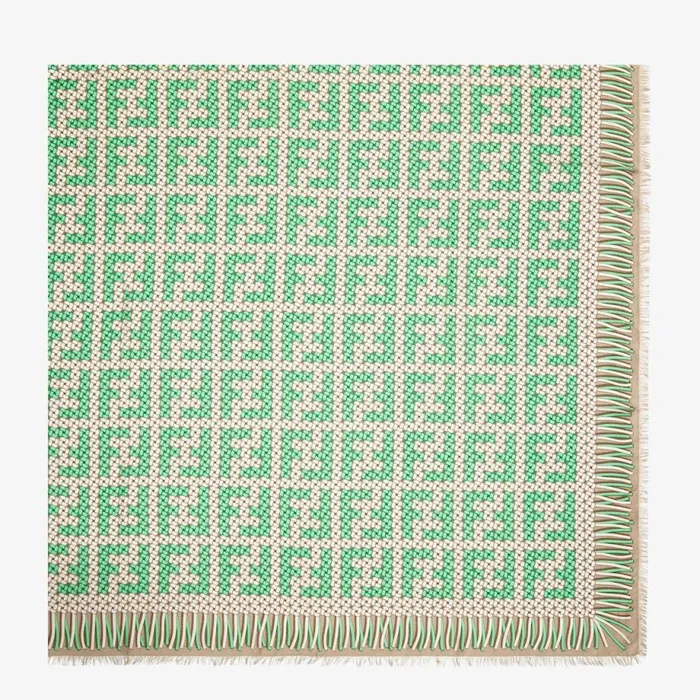 Woman Green Modal And Silk Shawl Green Fendi Scarves and Silks