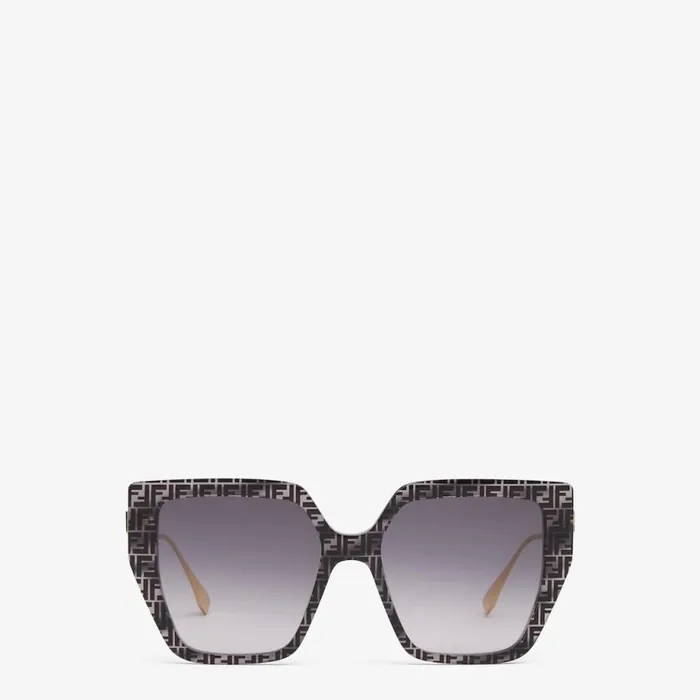 Woman Grey Havana Ff Acetate Sunglasses Grey Fendi Sunglasses