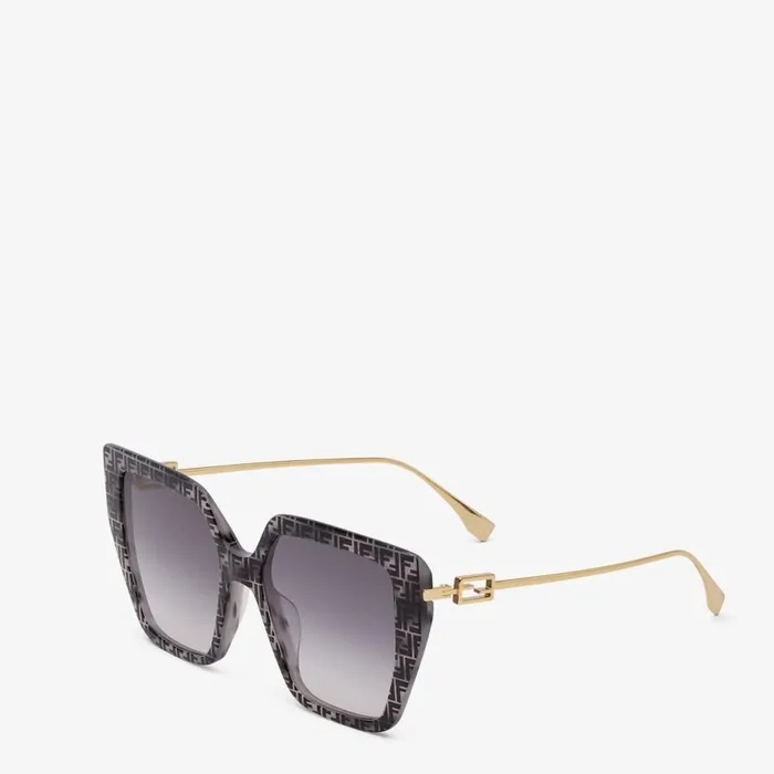 Woman Grey Havana Ff Acetate Sunglasses Grey Fendi Sunglasses