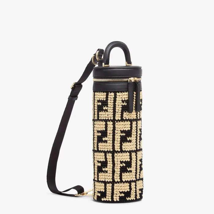 WomanHome Dcor and Lifestyle Beige Raffia Flask Holder Beige Fendi Tech And Lifestyle Accessories