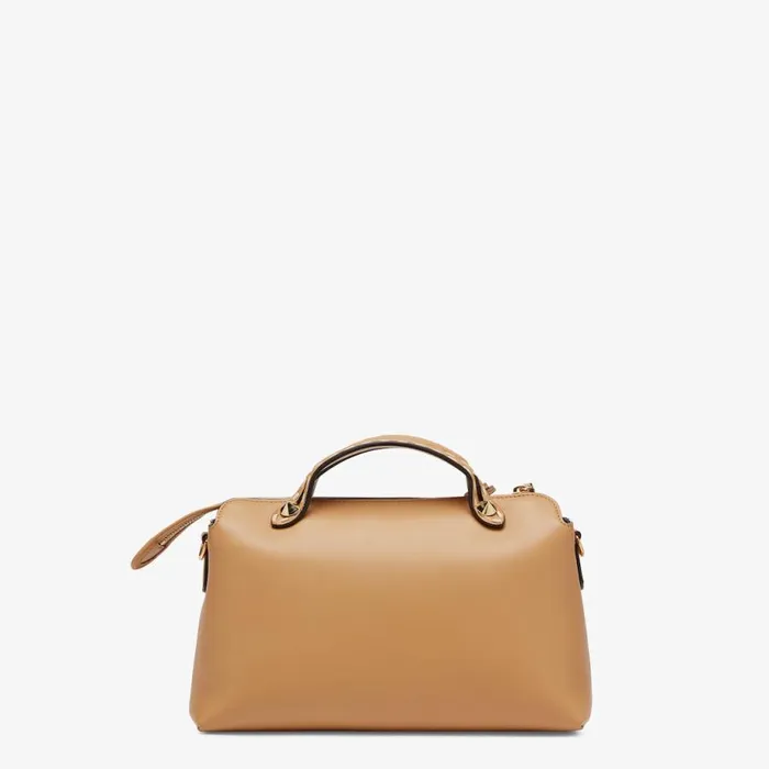 Woman Light Brown Leather And Elaphe Boston Bag Brown Fendi Shoulder and Crossbody Bags