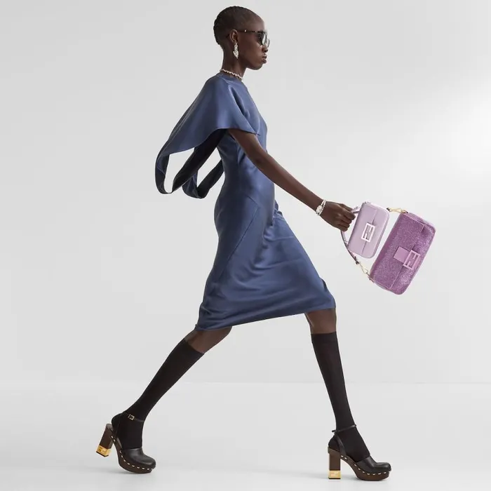 Woman Lilac Silk Pouch Purple Fendi Mini Bags