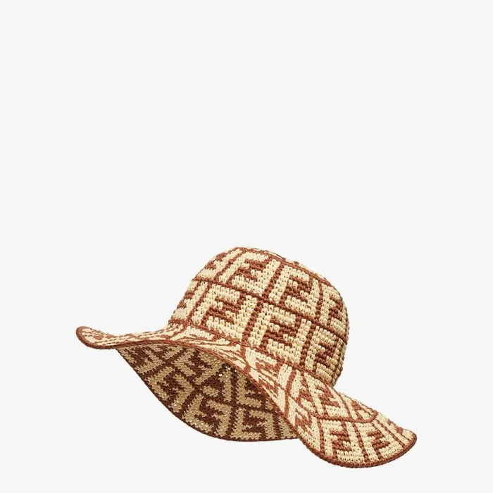 Woman Multicolour Ff Raffia Hat Multicolour Fendi Hats and Gloves