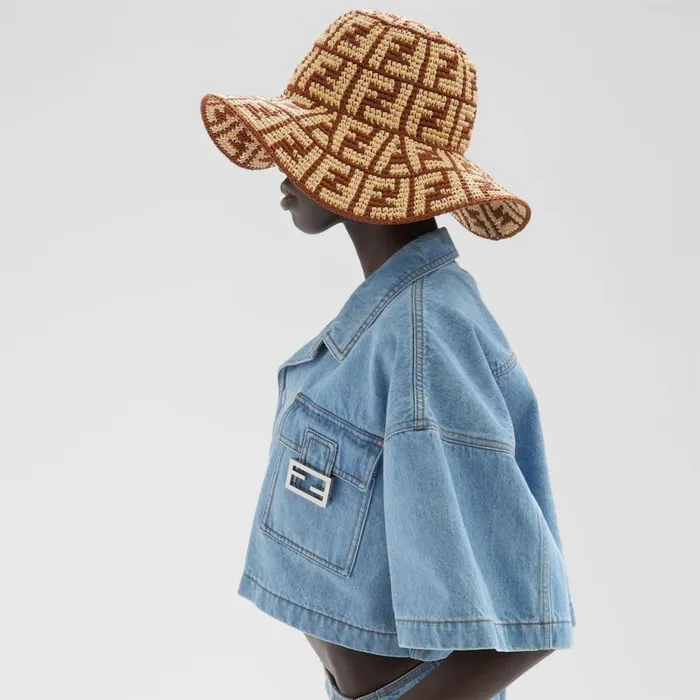 Woman Multicolour Ff Raffia Hat Multicolour Fendi Hats and Gloves