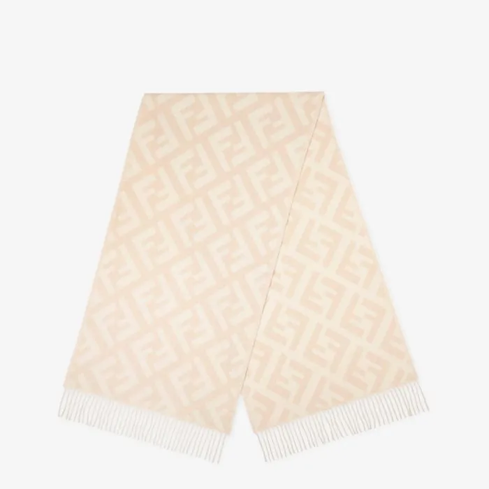Woman Pale Pink Cashmere Scarf Pink Fendi Scarves and Silks